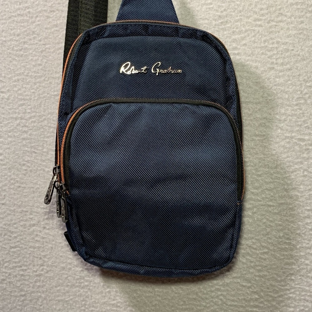 Robert Graham Randal Sling Bag Crossbody Messenger – Navy Blue Designer - Picture 2 of 10